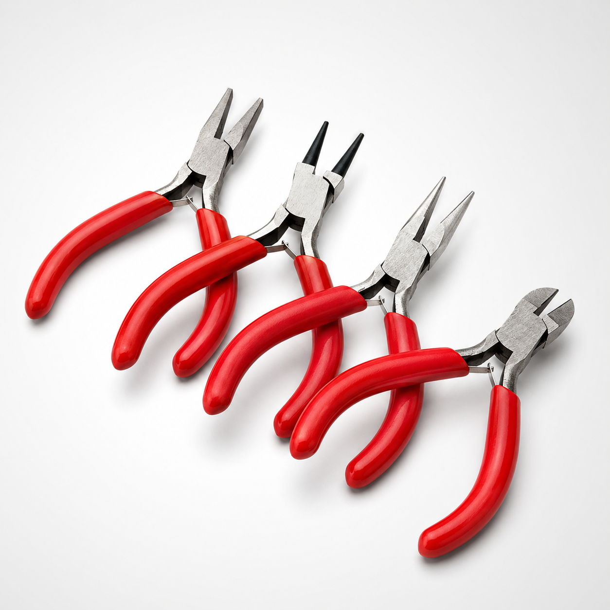4-Piece 3-Inch Micro Pliers Set, Drop-Forged Carbon Steel Mini Long-Nose, Round-Nose, Flat-Nose and Diagonal Cutting Pliers for Jewelry and Crafts – S89-89904