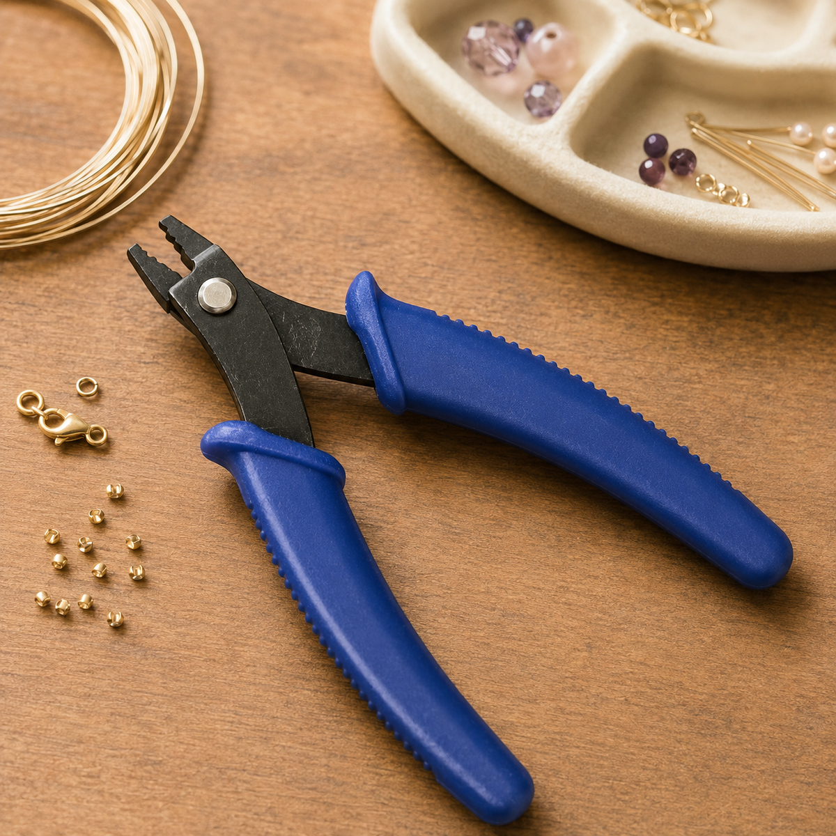 5-Inch Micro Crimping Pliers for Jewelry Making, Precision Beading Tool with Non-Slip Comfort-Grip Handles – S89-85700