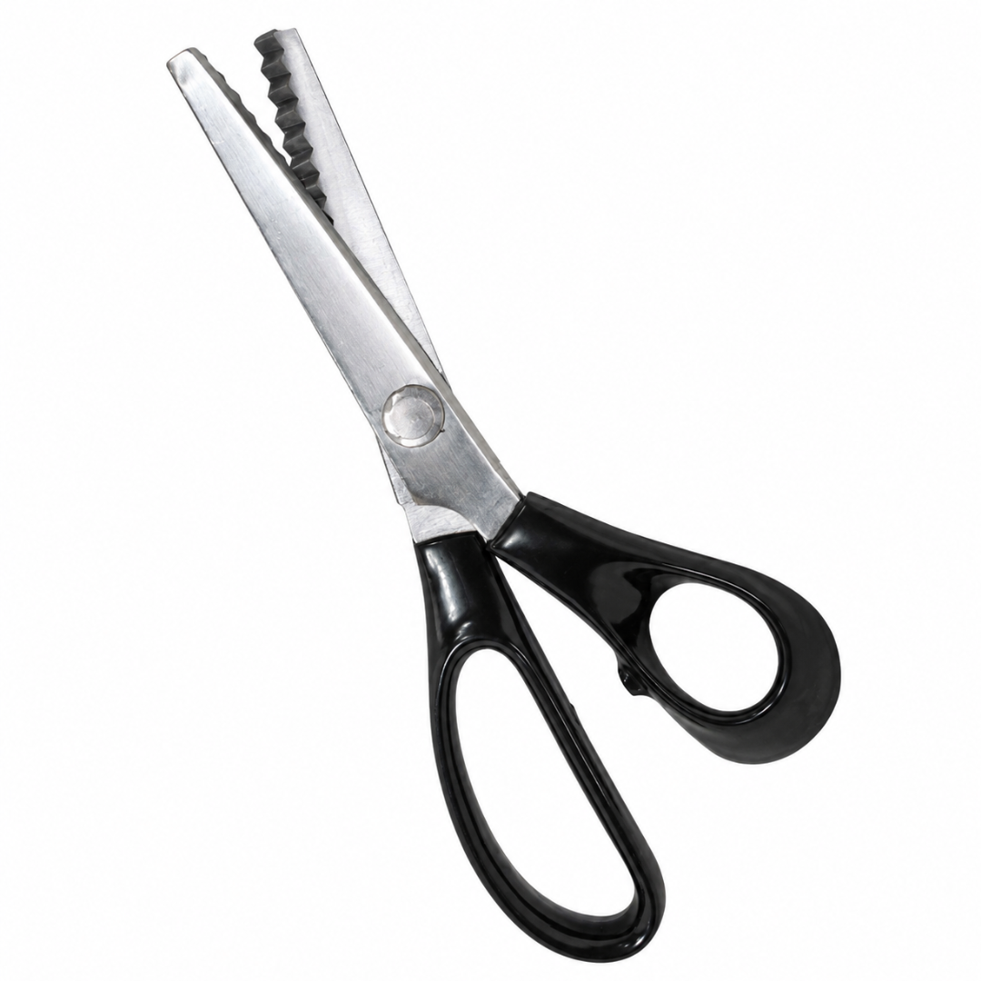 8-Inch Pinking Shears with Black Plastic Handles – Sharp Zigzag Fabric Scissors for Sewing, Crafting, Scrapbooking and Fray-Resistant Edges – SC-14099