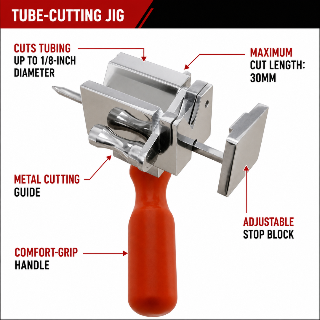 Tube Cutting Jig for Jewelry Making – Cuts Tubing Up to 1/8 Inch Diameter and 30mm Length, Comfort-Grip Handle, Precision Workshop Tool – TJ5025