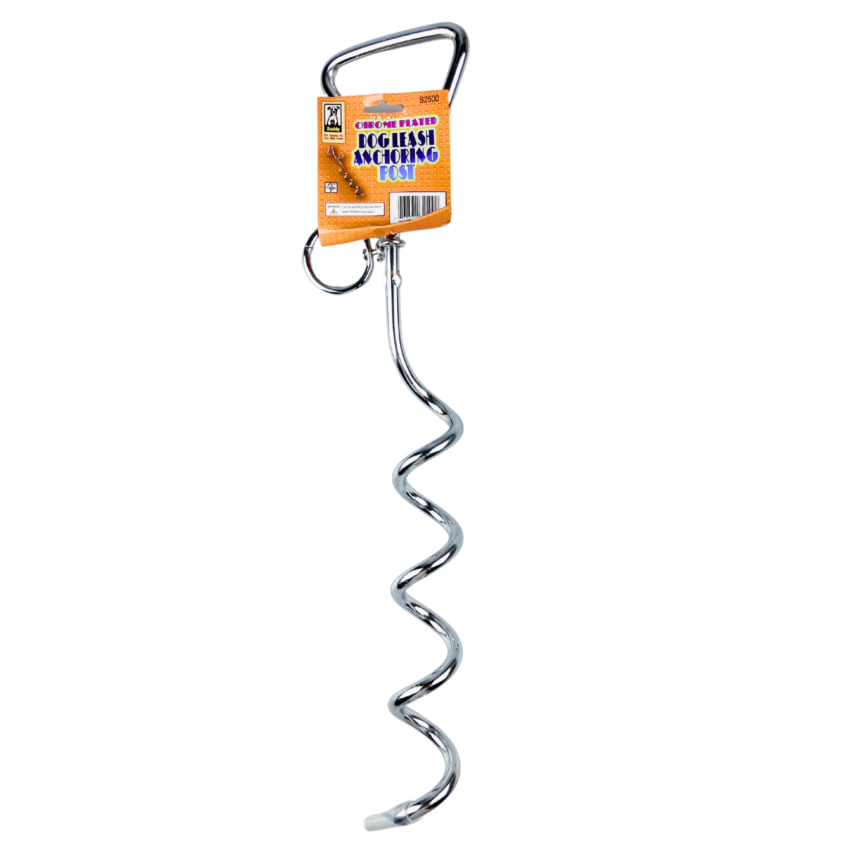 Chrome Finish Corkscrew Pet Anchor Stake for the Lawn - PET-32500