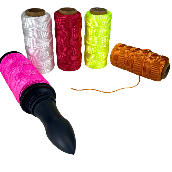 5-Piece Polypropylene Mason Line and Reel Set - 200 Feet Long, #18, with 5 Visibility Colors