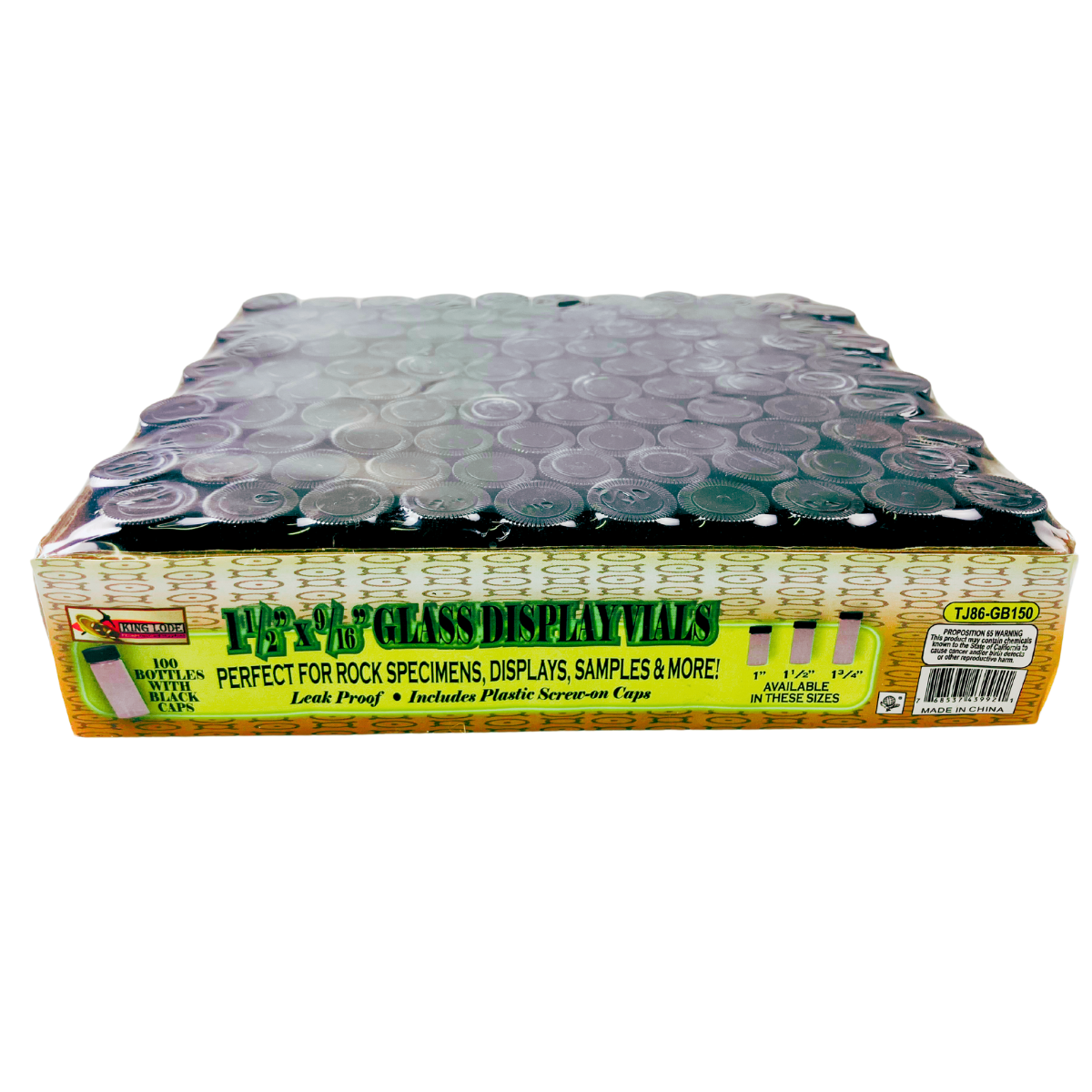 100 Piece Glass Vials - 1-1/2 Inch x .55 Inch - TJ86-GB150