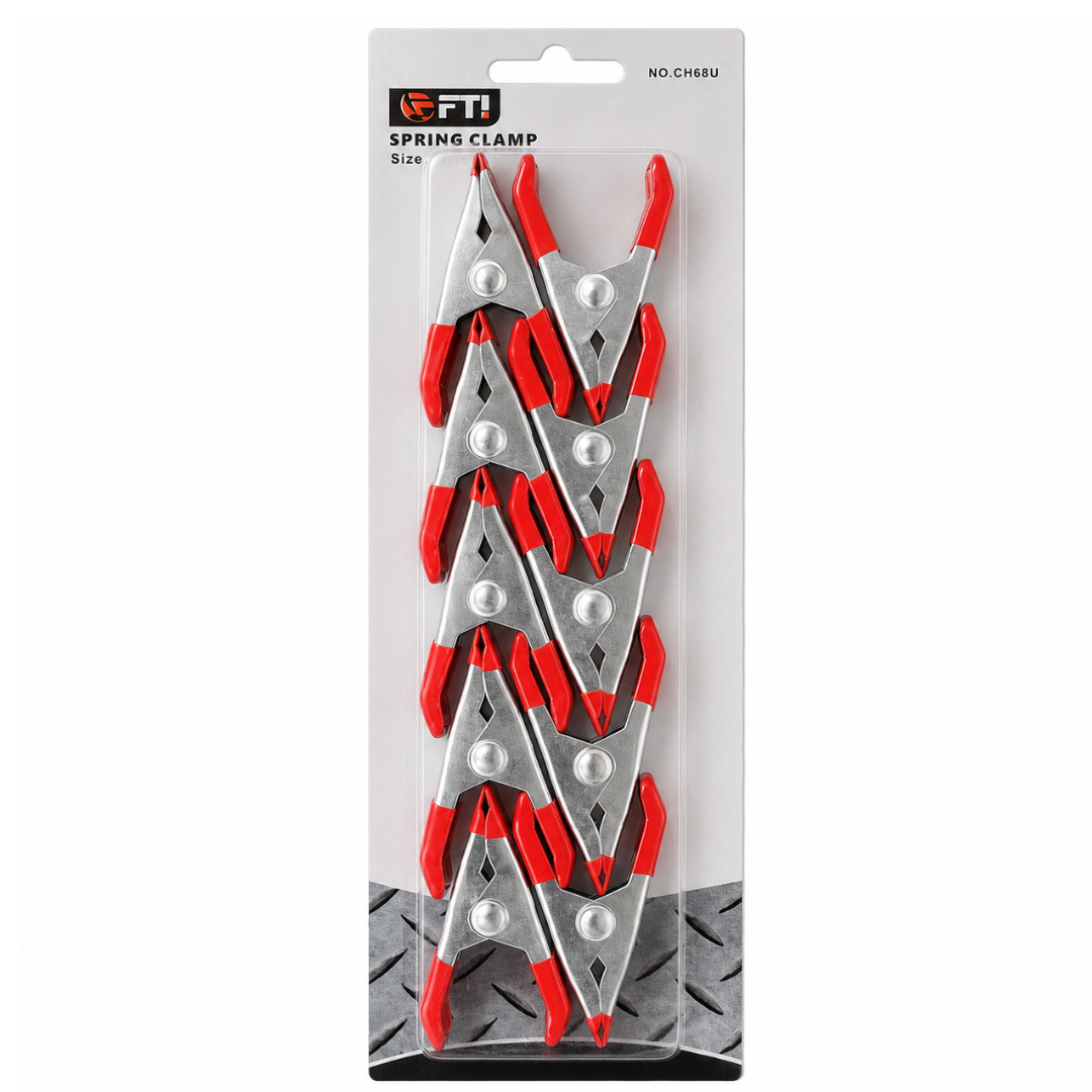 2 Inch Metal Spring Clamps, 10 Pack, Reusable Mini Clips with Vinyl-Coated Tips and 3/4 Inch Jaw Capacity for Crafts, Tarps, Home and Workshop