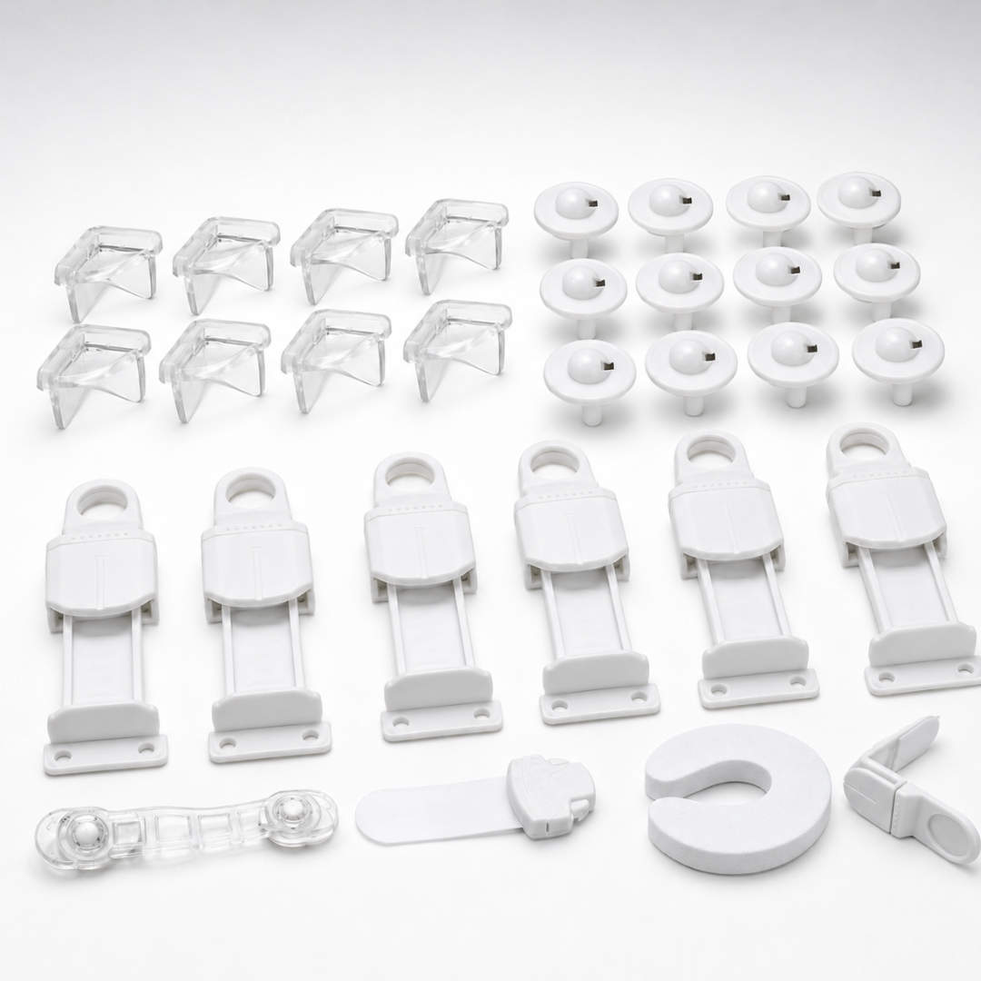 30-Piece Child Safety Kit for Home, Baby Proofing Set with Outlet Covers, Corner Protectors, Cabinet and Drawer Locks, Appliance Lock, Toilet Lock, Door Stopper and Multipurpose Latch