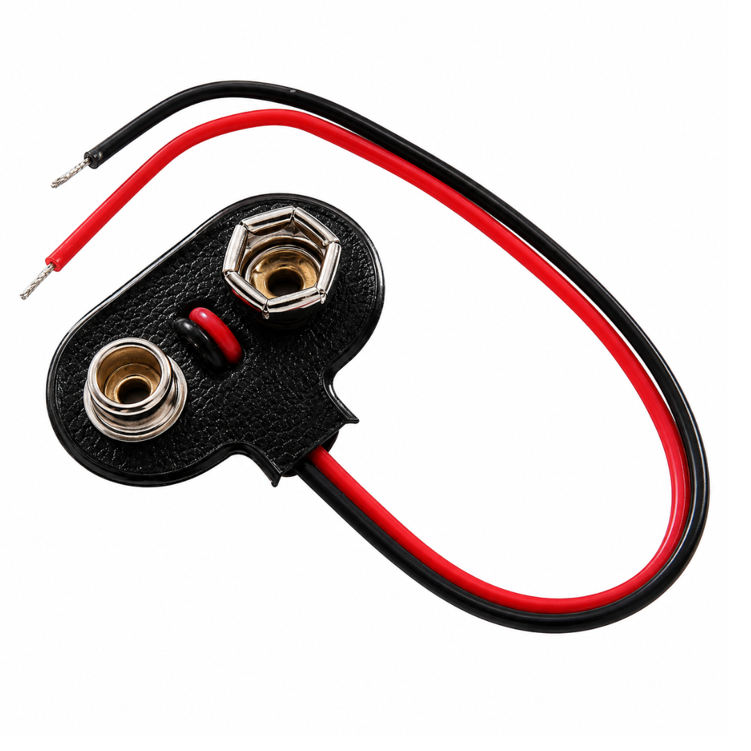 5 Pc. 9V Battery Snap Connector with 6-Inch Wire Leads, Heavy-Duty Snap-On Battery Clip Harness, Metal Terminals, Red & Black Wires for DIY Electronics, Arduino Projects, LED Circuits & Battery Power Connections