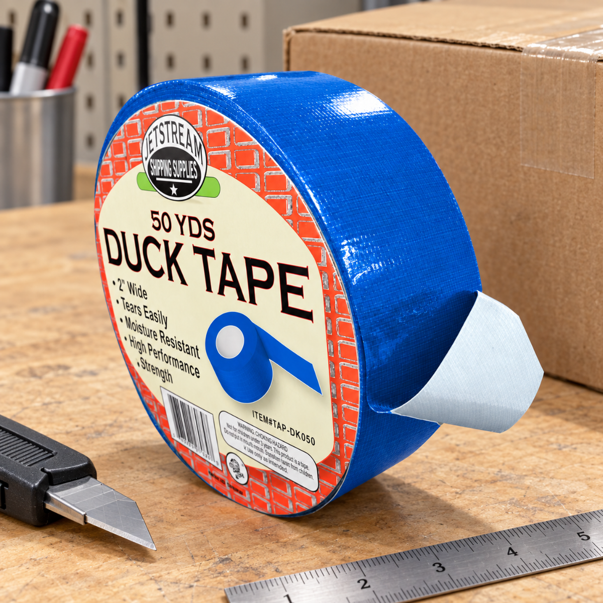 Blue Multi-Purpose Duct Tape, 2 Inch Wide x 50 Yards Long, Strong Adhesive Repair Tape for Packaging, Warehouse, Home, Shop & General Purpose Use