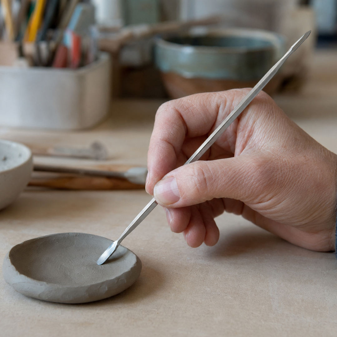 8-Inch Double-Ended Stainless Steel Clay Sculpting Tool – Crafting Pick and Spatula with Wide Handle for Modeling, Shaping, Detailing and Pottery