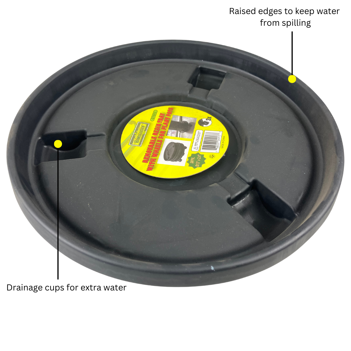 13" Diameter Plant Stand, 3 Castor Wheels - GT-04913