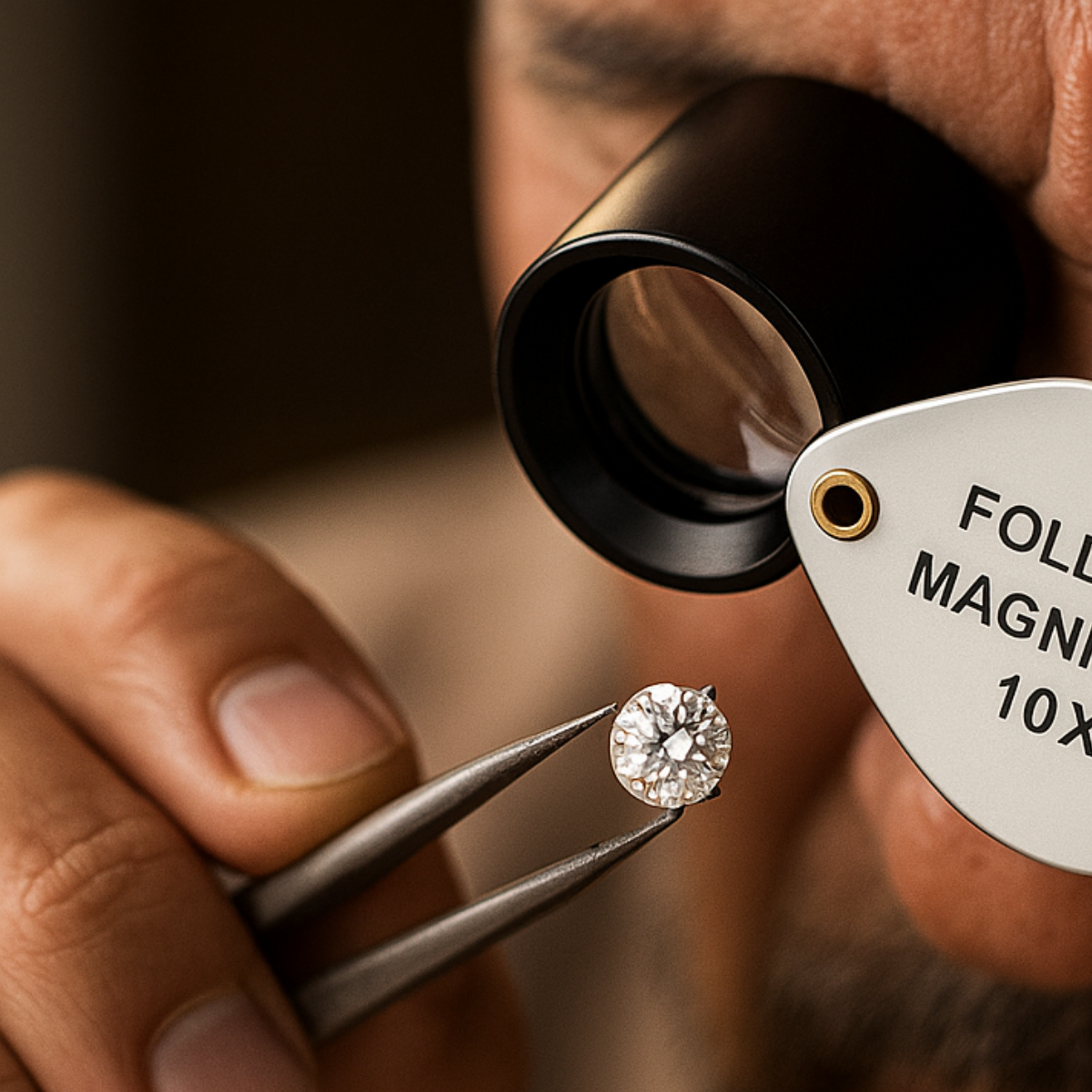 10x Folding Eye Loupe | 15 mm (0.59 in) Lens | Protective Aluminum Swivel Cover | Ideal for Jewelers & On-The-Go Appraisals | Pack of 2 Loupes