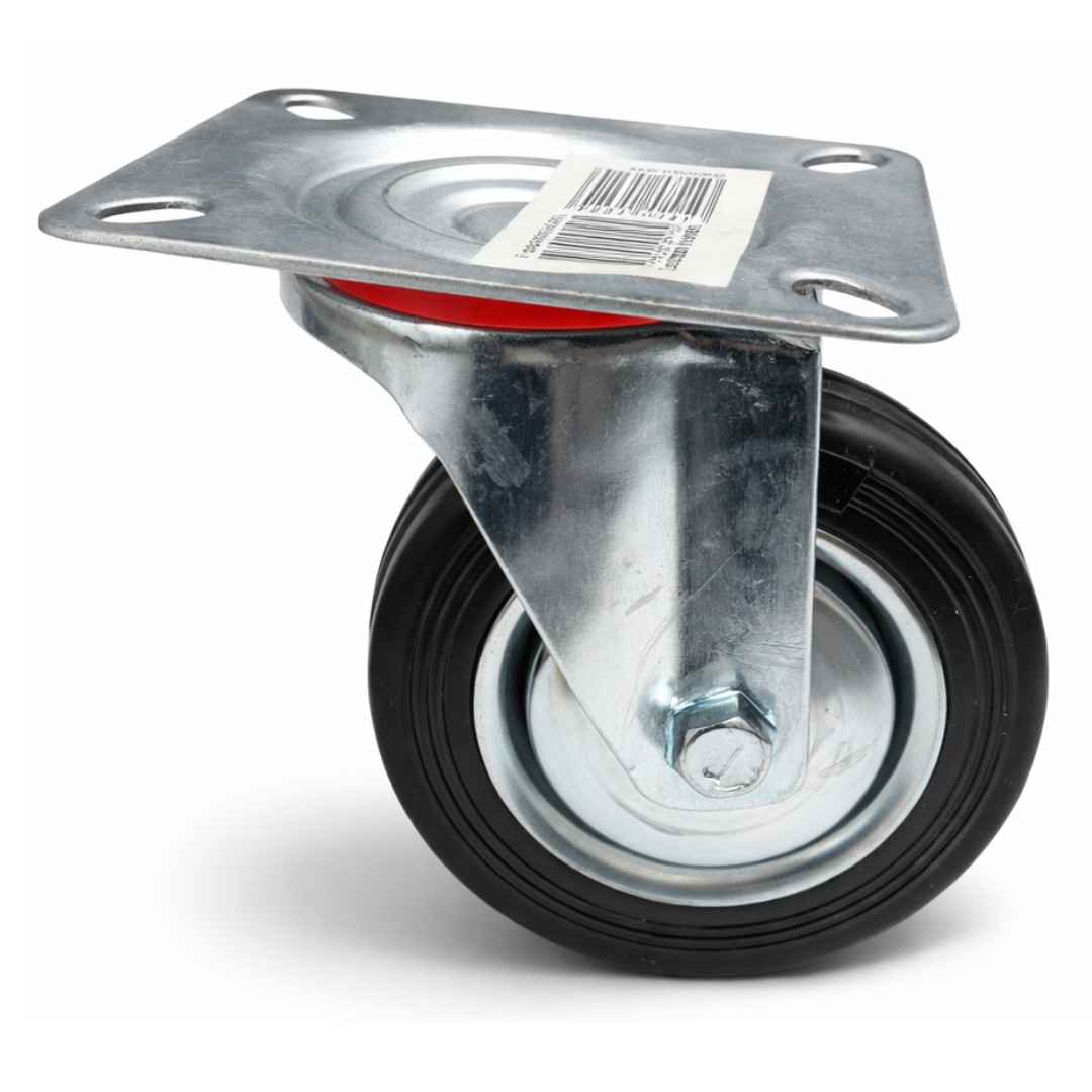 4 Inch Heavy Duty Swivel Casters (4 Pack) – 220 lb Capacity Per Wheel – Plate Mount Rubber Wheels – 360° Industrial Caster for Carts, Workbenches & Dollies
