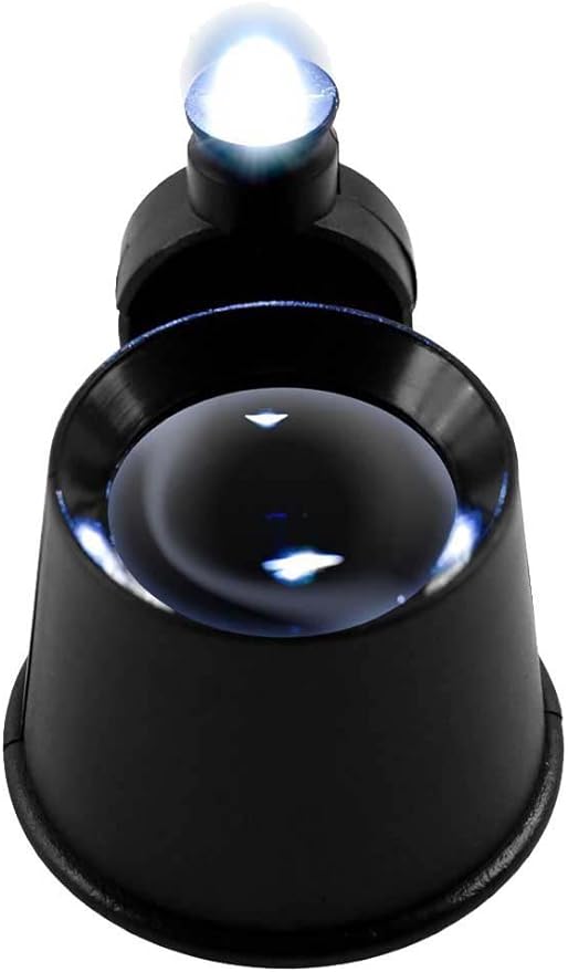MAXIMIZE Black Jeweler's Loupe with LED Light | 10X Magnification Power | Adjustable Lighting | Ideal for Watchmakers