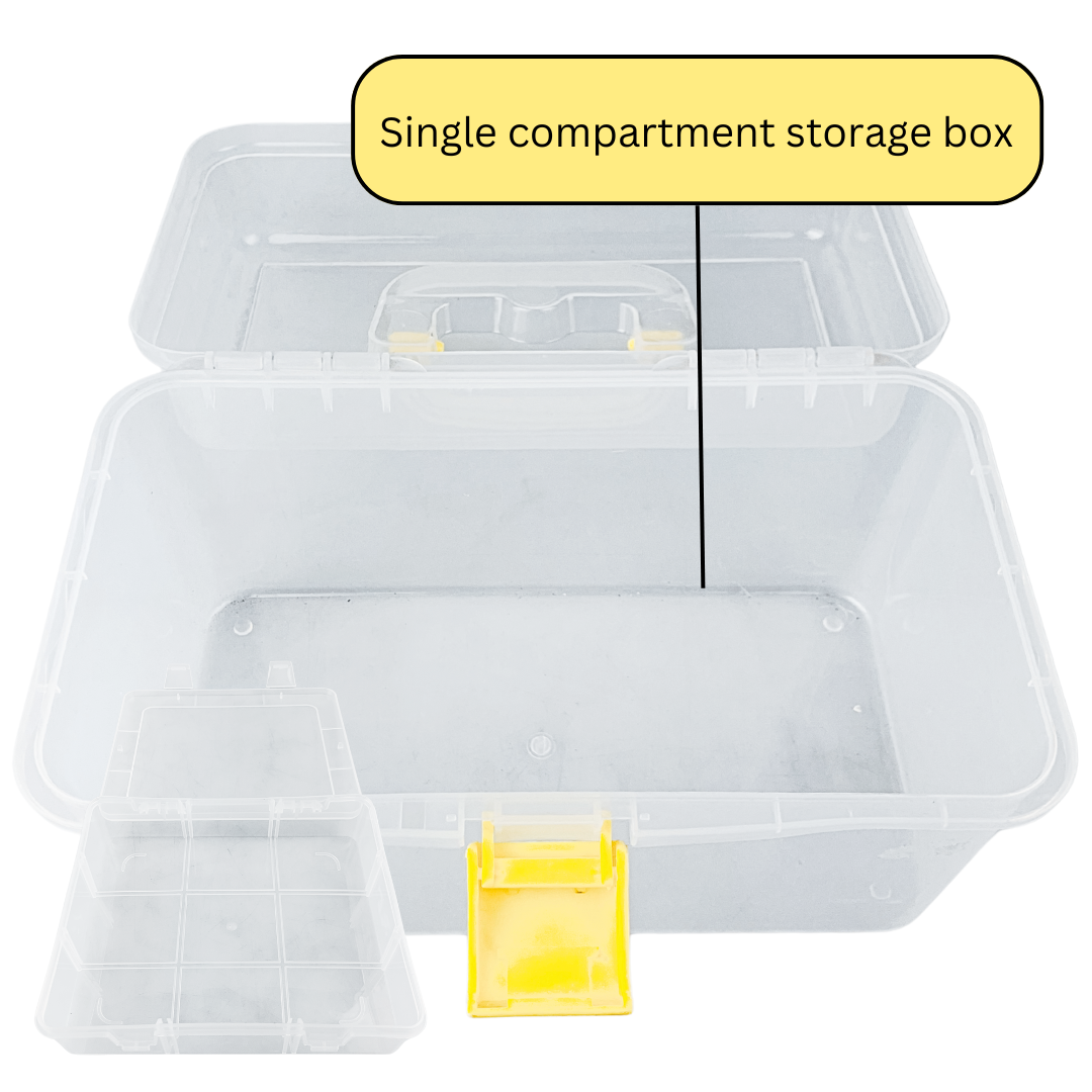Transparent Storage Box System | 12" x 8" x 7-1/2" (30.5 cm x 20.3 cm x 19.1 cm) Outer Box | Includes 4 Stackable Boxes | Padlock-Ready | Ideal for Crafts & Tools - TJ-16439