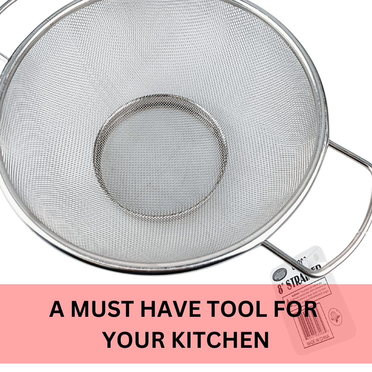 Fine Mesh Kitchen Strainer | Stainless Steel | 7" Top Diameter | 3" Height | Versatile Usage | Ergonomic Handles | Ideal for Straining, Draining, Steaming