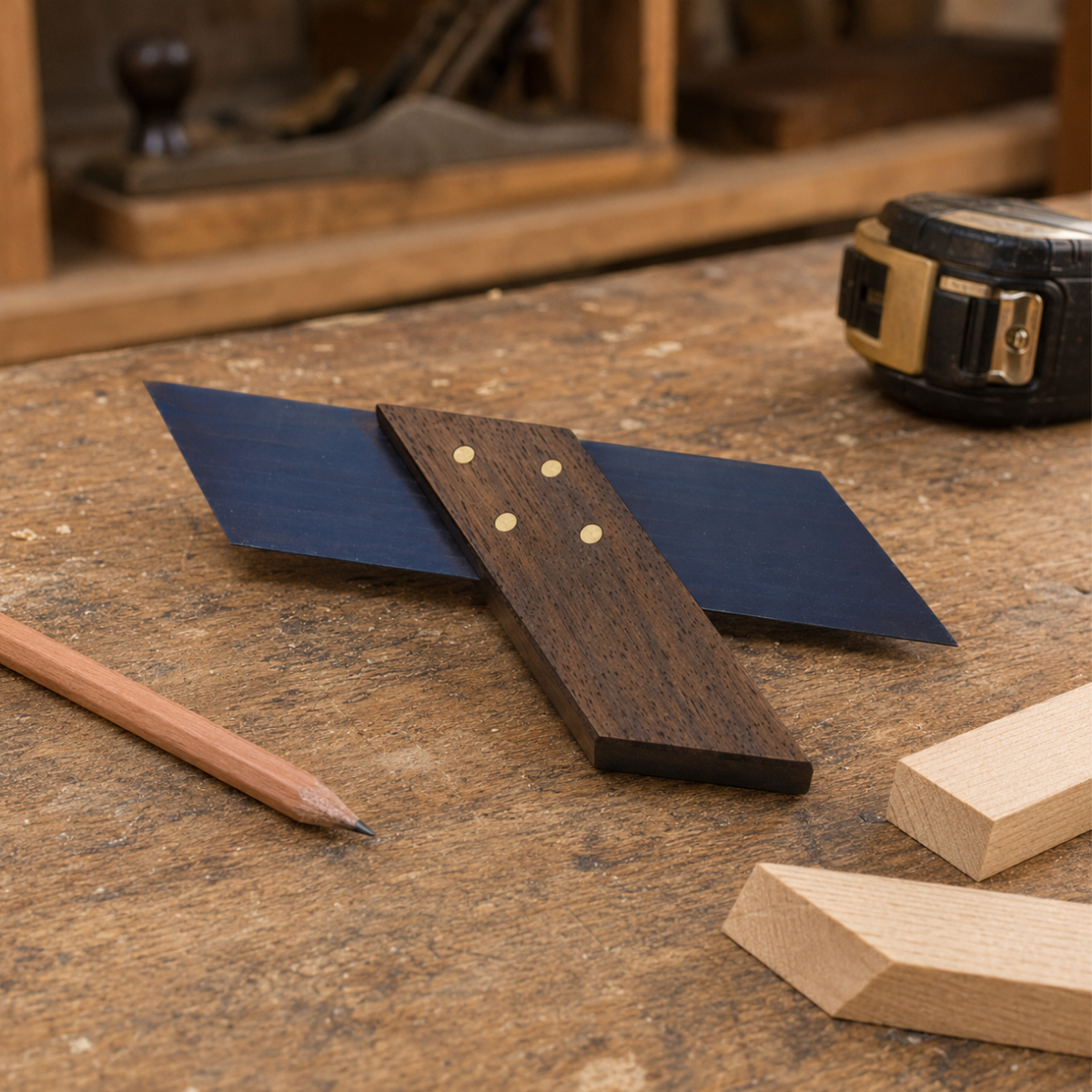 45-Degree Miter Joint Marking Gauge, 5-Inch Wood and Metal Carpenter Square for Precise Woodworking Layout and Joinery