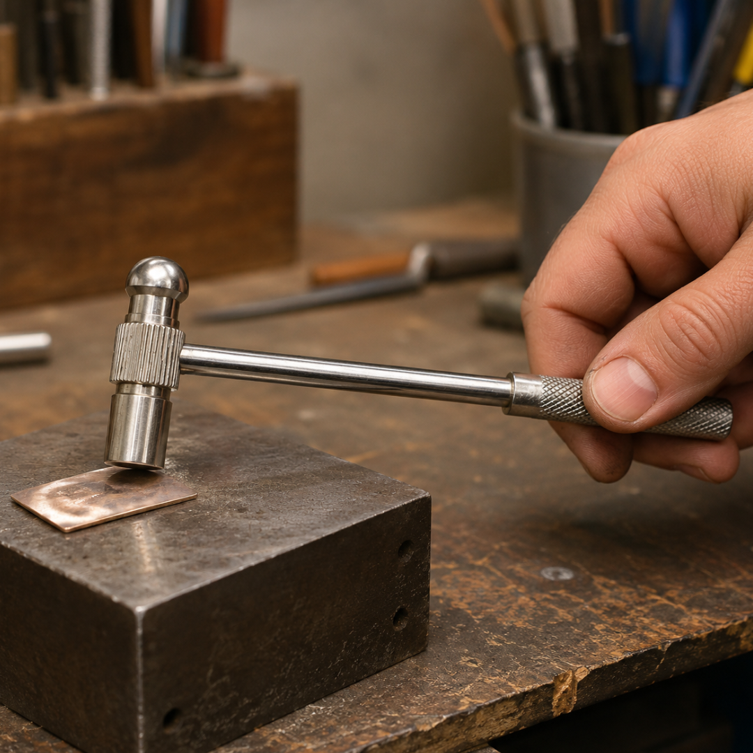7 Inch Multipurpose Ball Peen Hammer, All-Metal Mini Hammer with 5/8 Inch Head, Textured Grip Handle, Compact Metalworking Hammer for Jewelry, Crafts, Repairs, and Tool Kits