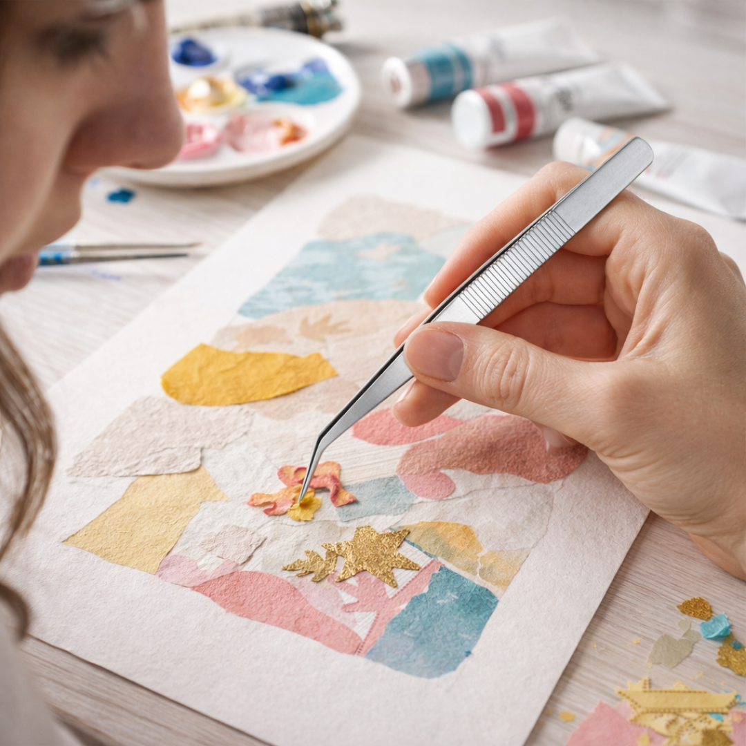 4 Pc Precision Tweezer Set – Straight & Curved Tips, Serrated Grip, 5"–7" Stainless Steel Tweezers – S1-08641