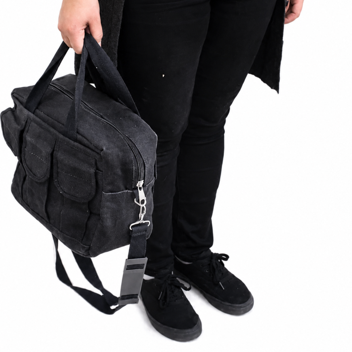 Heavy Duty Canvas Tool Bag with Removable Adjustable Shoulder Strap, 12" Multi-Pocket Utility Carry Bag for Tools, Crafts, Travel, Camera Gear, and Supplies
