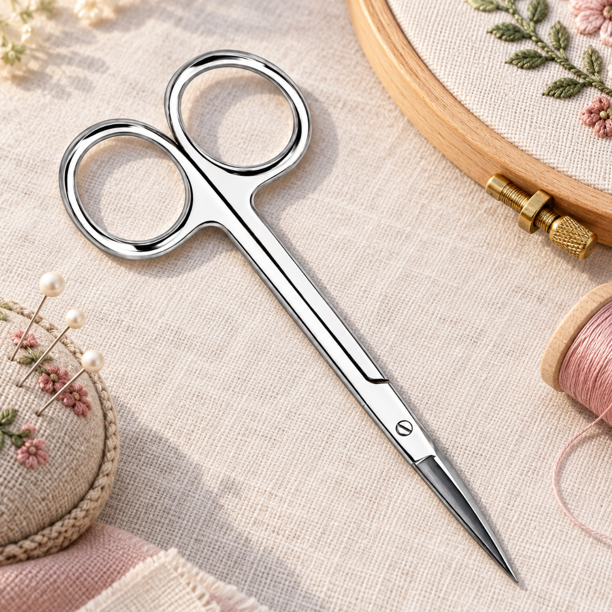 4-1/2 Inch Iris Scissors with Curved Blades, Stainless Steel Precision Scissors with Sharp Pointed Tips for Thread Snipping, Crafting, Sewing & Detailed Cutting