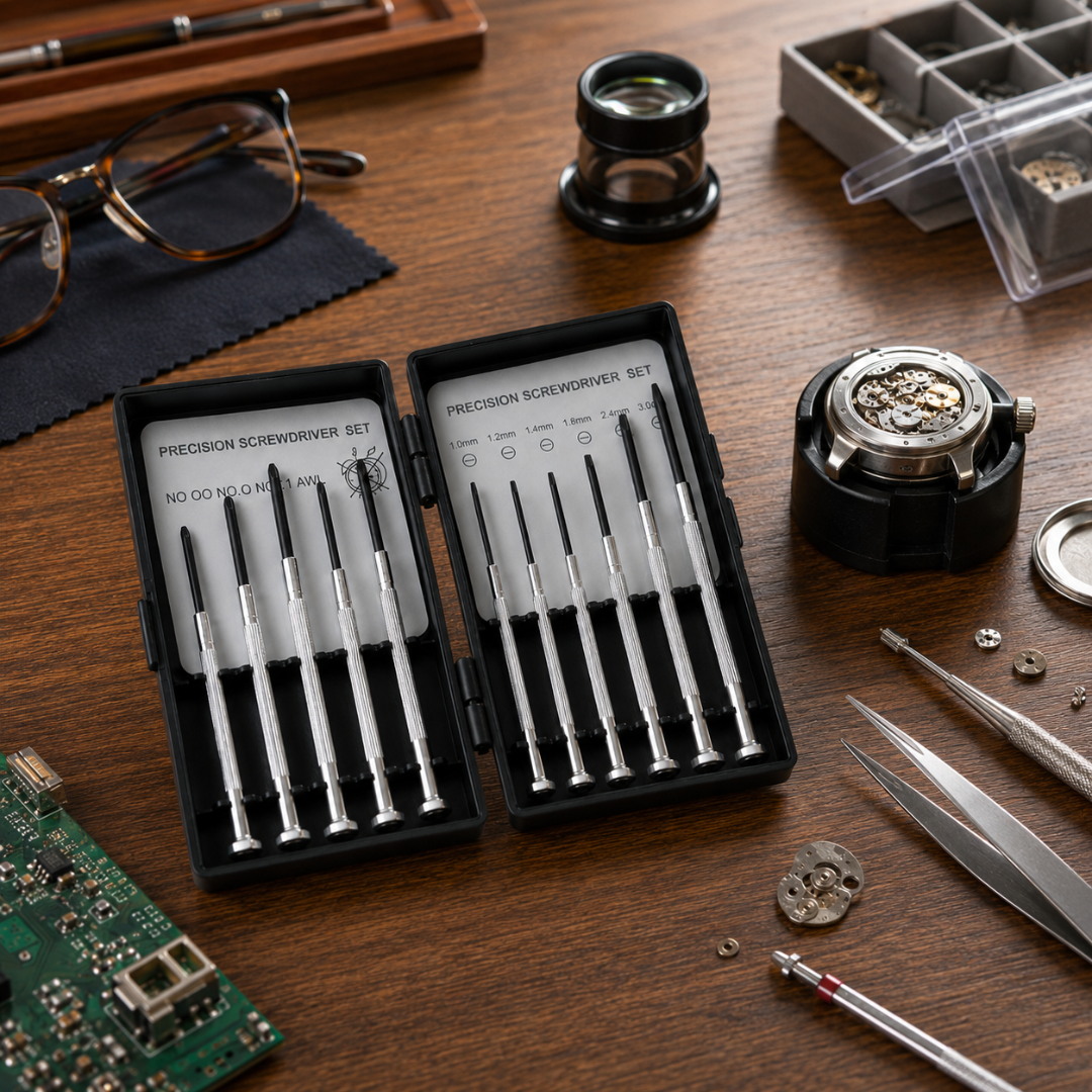 11 Piece Precision Screwdriver Set with Magnetic Pick-Up Tool, Awl & Carrying Case – Mini Phillips and Slotted Screwdrivers for Watches, Eyeglasses, Electronics, Jewelry Repair & Small Parts