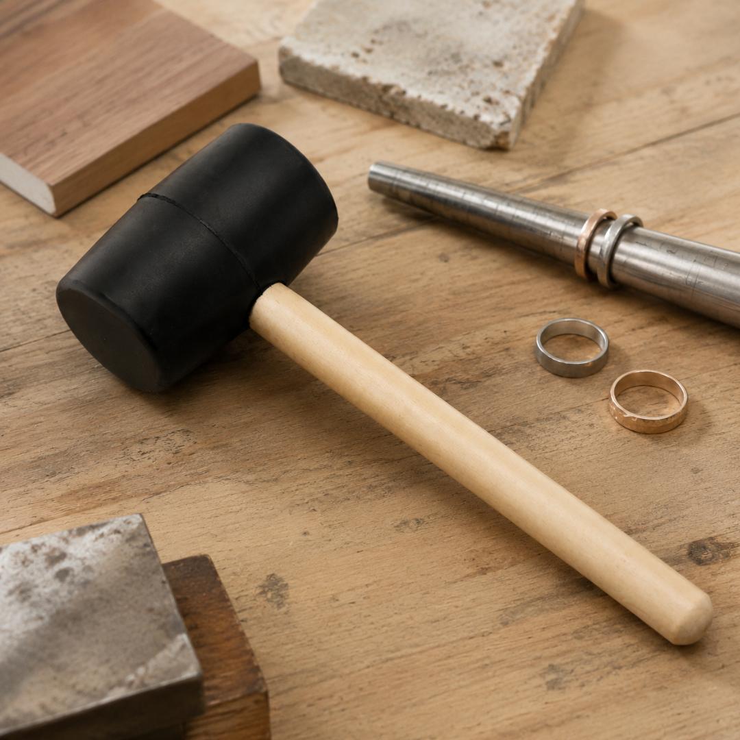16 oz Rubber Mallet with 11-Inch Solid Wood Handle, Dual 2-Inch Striking Faces for Jewelry, Flooring and Masonry