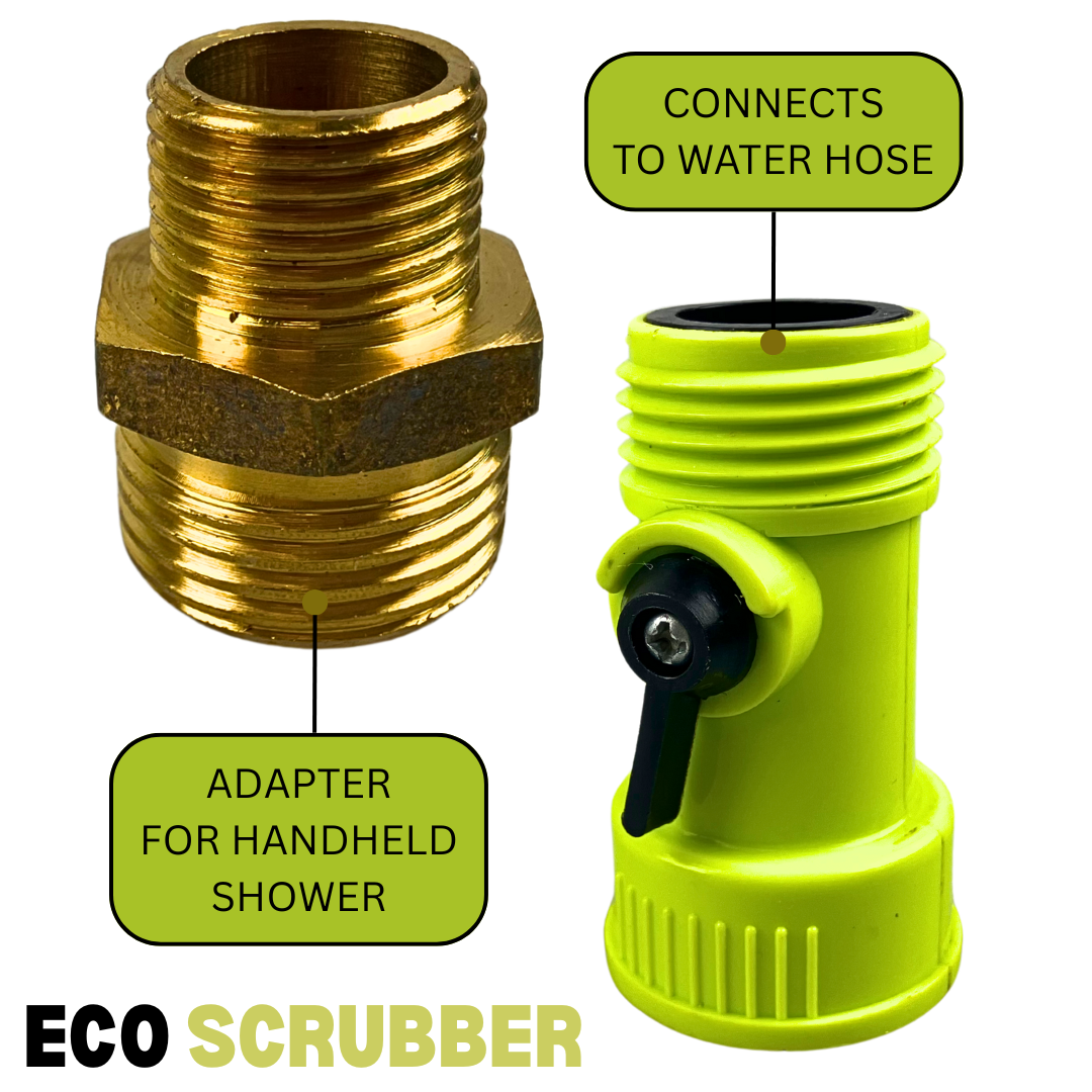 Eco-Scrubber Hydro Power Brush – Patented Water-Driven Rotating Scrubber with Telescopic Handle – No Electricity or Batteries – Outdoor Cleaning for RVs, Decks, Siding & More