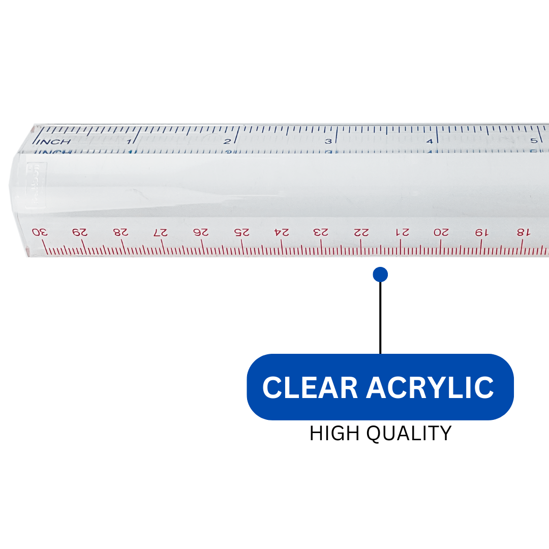 12" (30.5cm) Acrylic Magnifier/Ruler | Dual Measurement: Inches & Centimeters | 2.5X Magnification