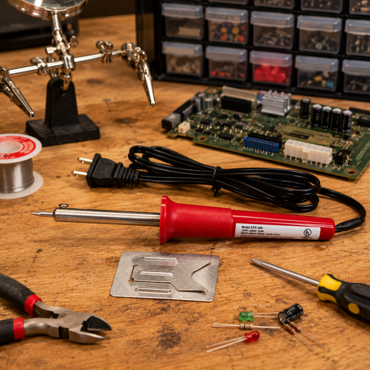 8.25 Inch 30W Soldering Iron with Metal Stand, UL Approved Electric Solder Tool for Electronics, Jewelry Repair, Crafts and Small Metal Work