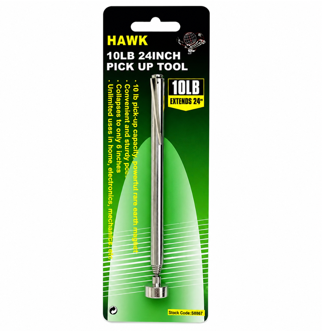 24-Inch Telescoping Magnetic Pickup Tool with Pocket Clip, 10 lb Lifting Capacity – Extendable Magnet for Retrieving Screws, Nuts, Bolts and Metal Tools – S1-EXT-08867