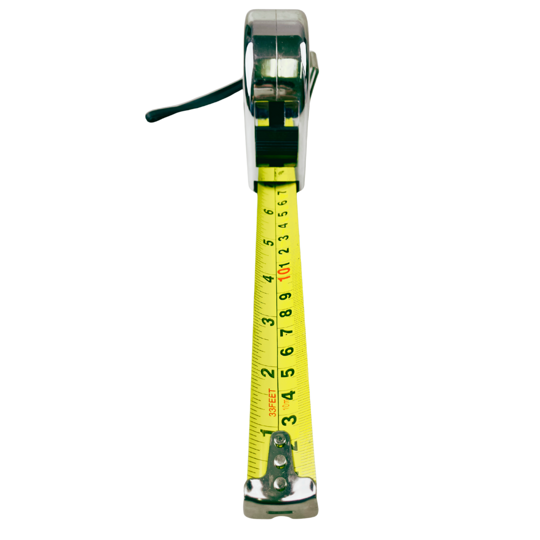 33 Ft Heavy Duty Tape Measure – 1" Wide Metal Blade with Belt Clip & Locking Mechanism – Professional Chrome Finish Measuring Tool