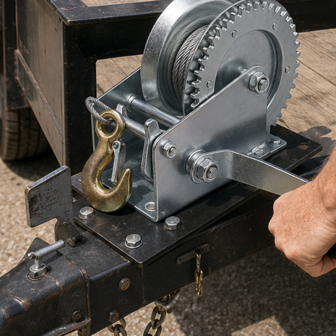 1200 lb Hand Winch with 39 ft Steel Cable and Heavy-Duty Hook – Manual Crank Pulling Winch for Trailers, Boats, Motorcycles and General Utility Use – TZ-08012