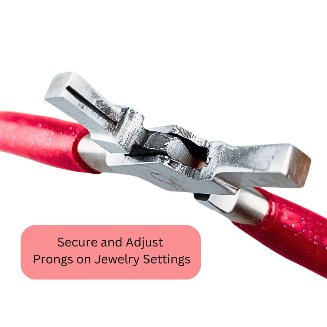 5" (12.7cm) Stone Setting Pliers | Specially Shaped Tips for Stone Setting | Professional Quality with Red PVC Handles | Essential for Jewelers -