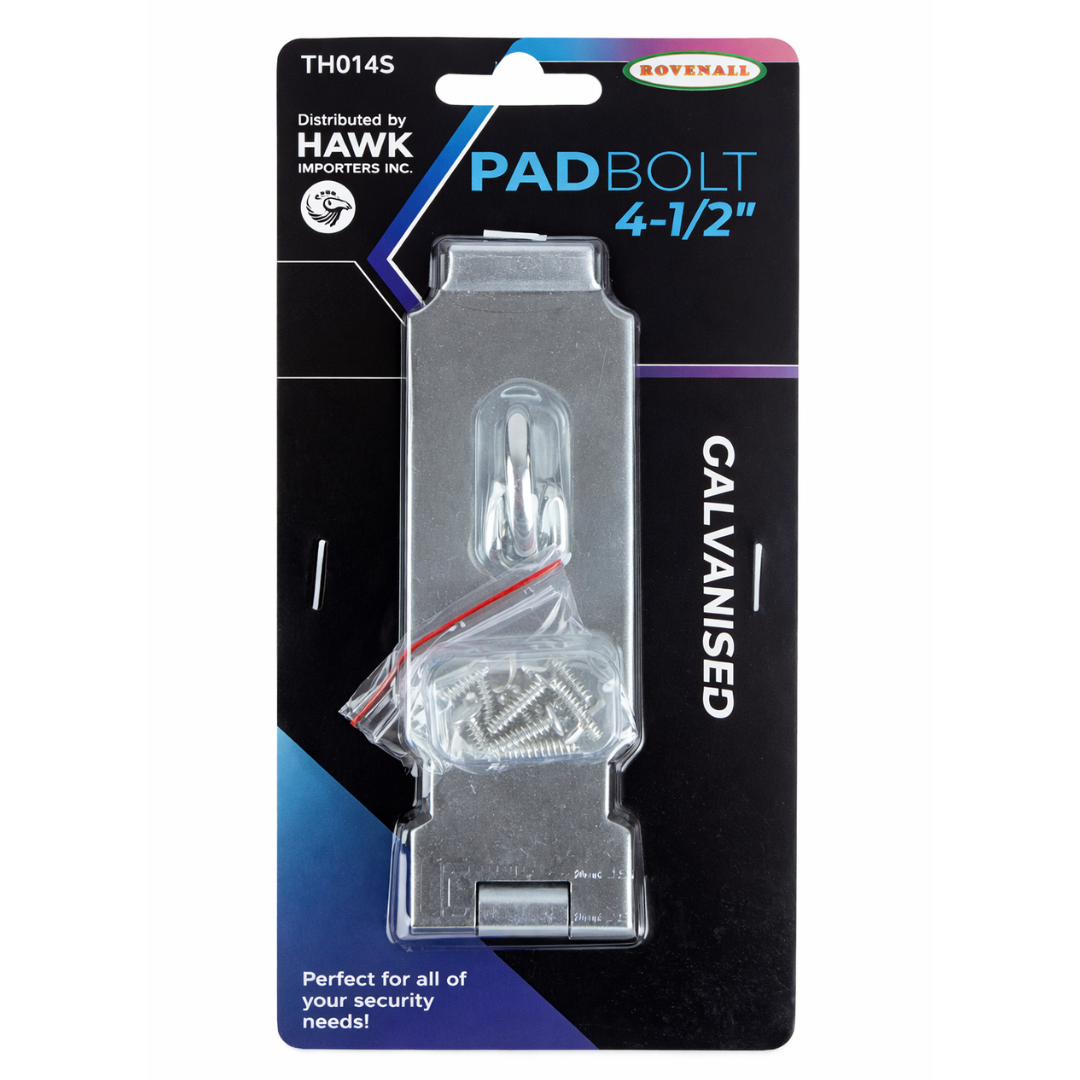 4.5" Galvanized Pad Bolt Hasp with Installation Hardware – Heavy Duty Locking Hasp for Gates, Sheds, Cabinets & Doors