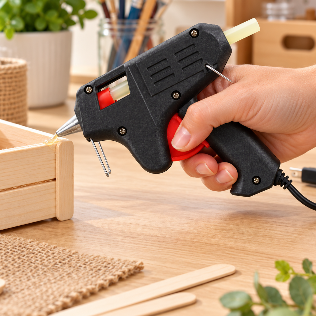 10 Watt Mini Hot Melt Glue Gun with Glue Sticks – Compact Crafting Glue Gun for DIY Projects, Decorations, Floral Arrangements & Repairs – CR-06500