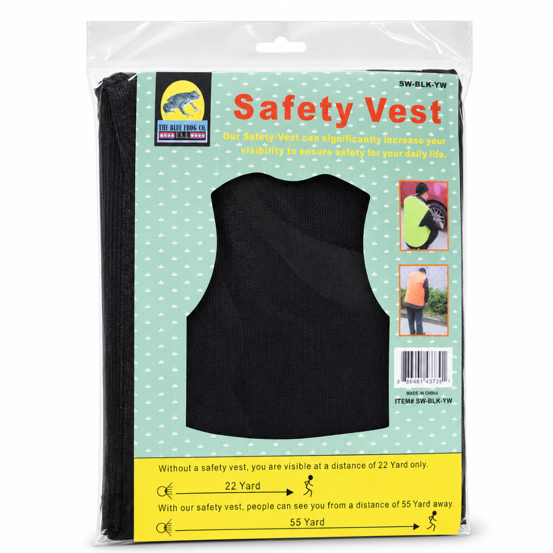 Black Mesh Safety Vest, Non-Reflective Customizable Adult Large Identification Vest, 26 Inch Length, Fits Up to 47 Inch Waist, Hook-and-Loop Closure