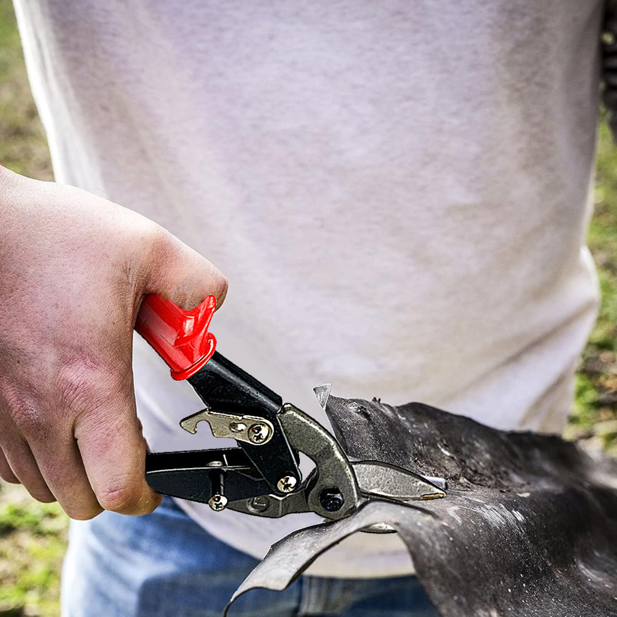 Heavy Duty 3-Piece Aviation Tin Snip Set | Straight, Left, and Right Cuts | 1-3/8-Inch Cut Length | For Aluminum, Sheet Metal, Leather, Tile, and More