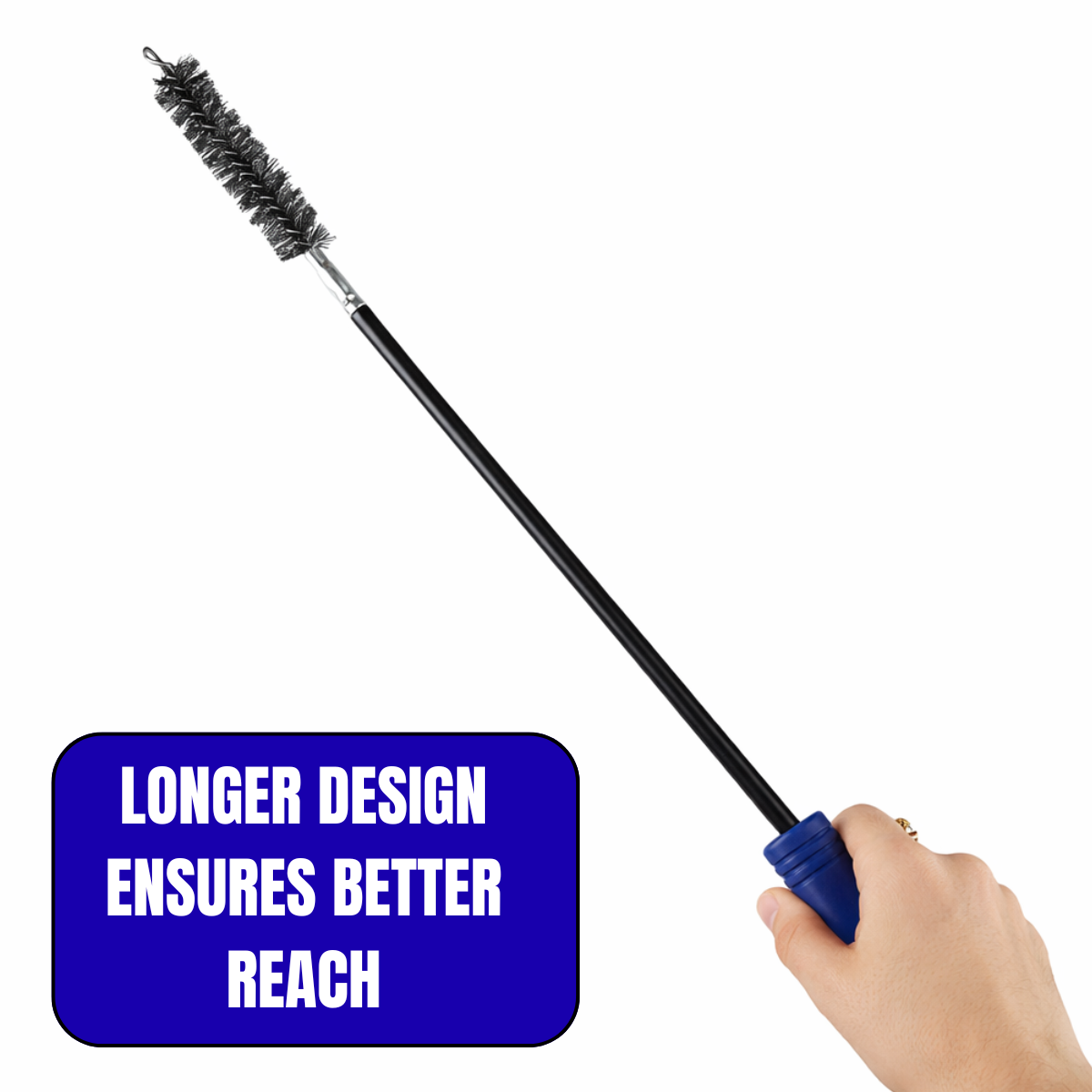 21.25" Pipe Cleaning Brush Set – Flexible Tube & Lint Trap Cleaner with 3 Interchangeable Metal Brush Heads for Dryer Vents, Pipes & Vacuum Hoses