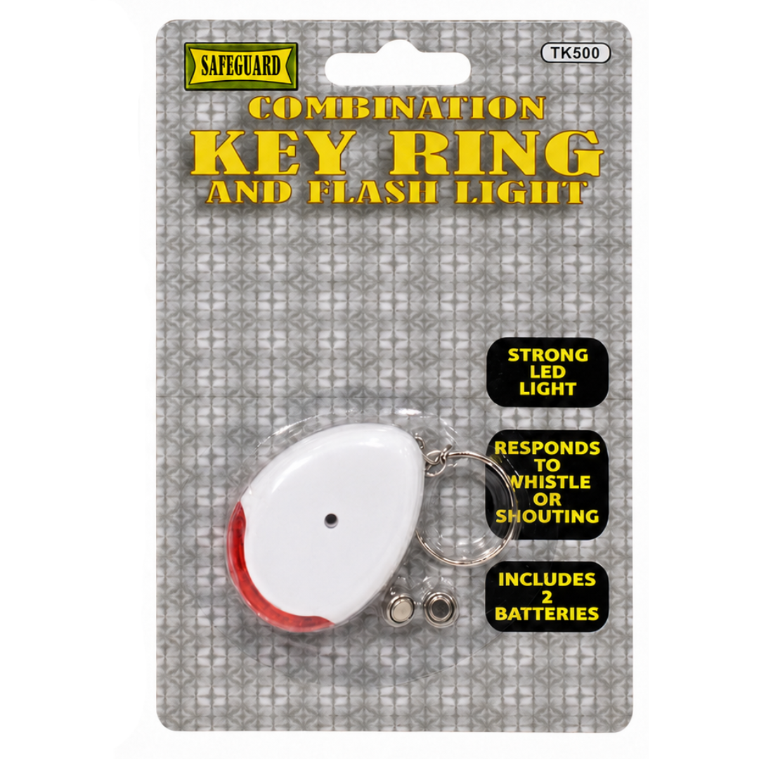 Whistle Activated Key Finder with Flashing LED Light & Key Ring, Battery Powered – 2 Pack - CAM-89599-Z02