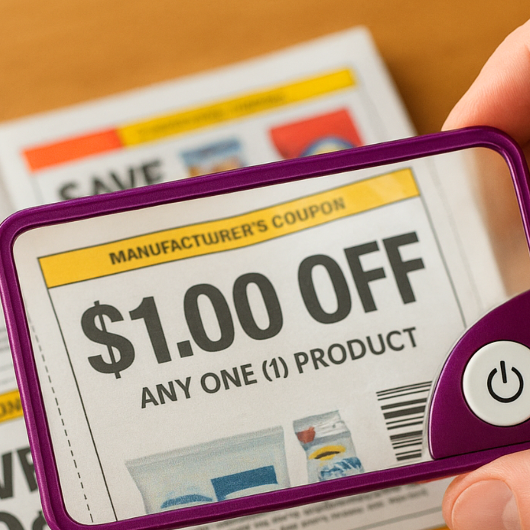 Credit Card Sized 1.5x Illuminated Magnifier, 4x Macro Lens