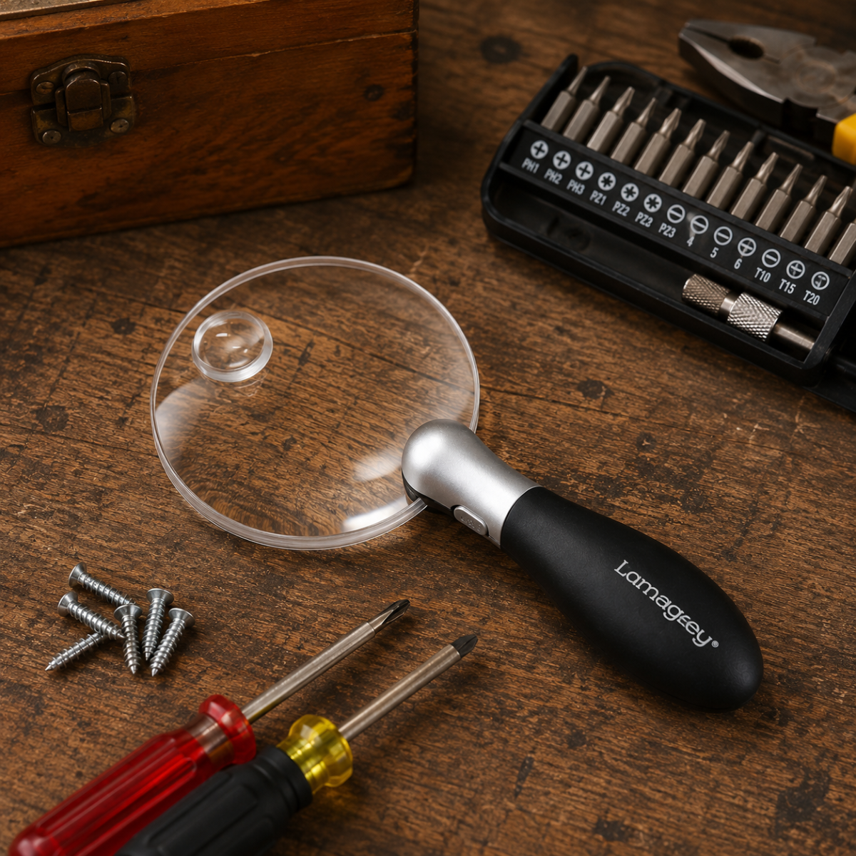 3.5" Rimless LED Handheld Magnifier with 3X/5X Lens & Ergonomic Handle – MG-14676