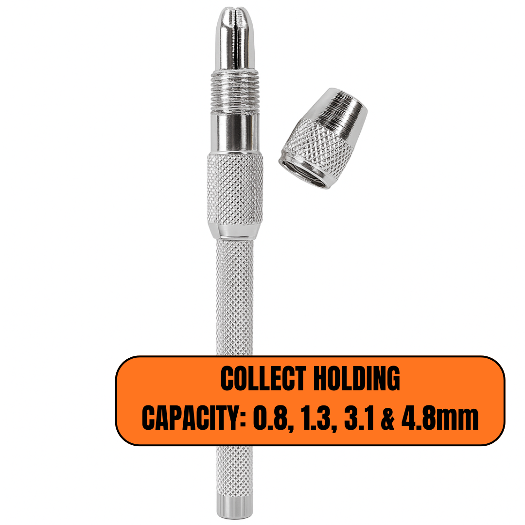 4-Piece Pin Vise Set (0–4.75 mm / 0–3/16") – Hardened Steel Hand Drill Set with Textured Non-Slip Handles – For Miniatures, Jewelry, Hobby, Craft & Precision Work – TJ01-12400