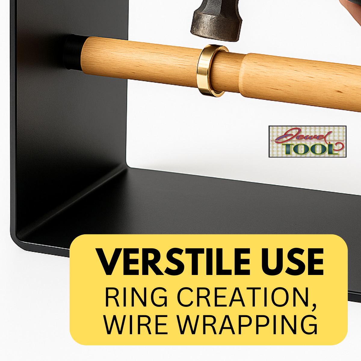 Wooden Step Mandrel Set for Rings | TJ-43810-86 | Steel Support Base | 3"-14" Ring Sizing | Wood Platform 4.5" x 3" x 1" | Precise Shaping & Wire Wrapping Tool!