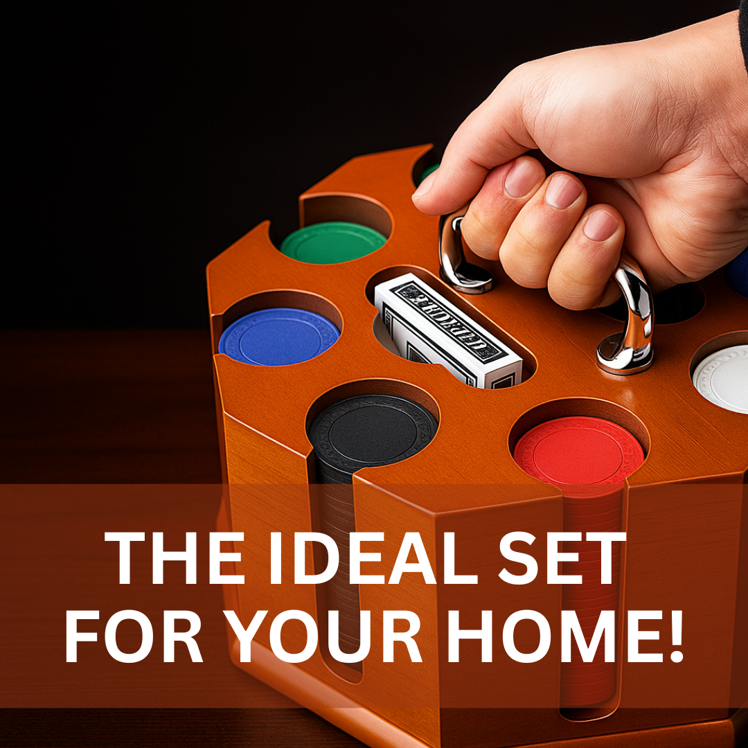 Revolving Poker Chip Rack With 200 Chips And 2 Decks Of Cards - SP-13080