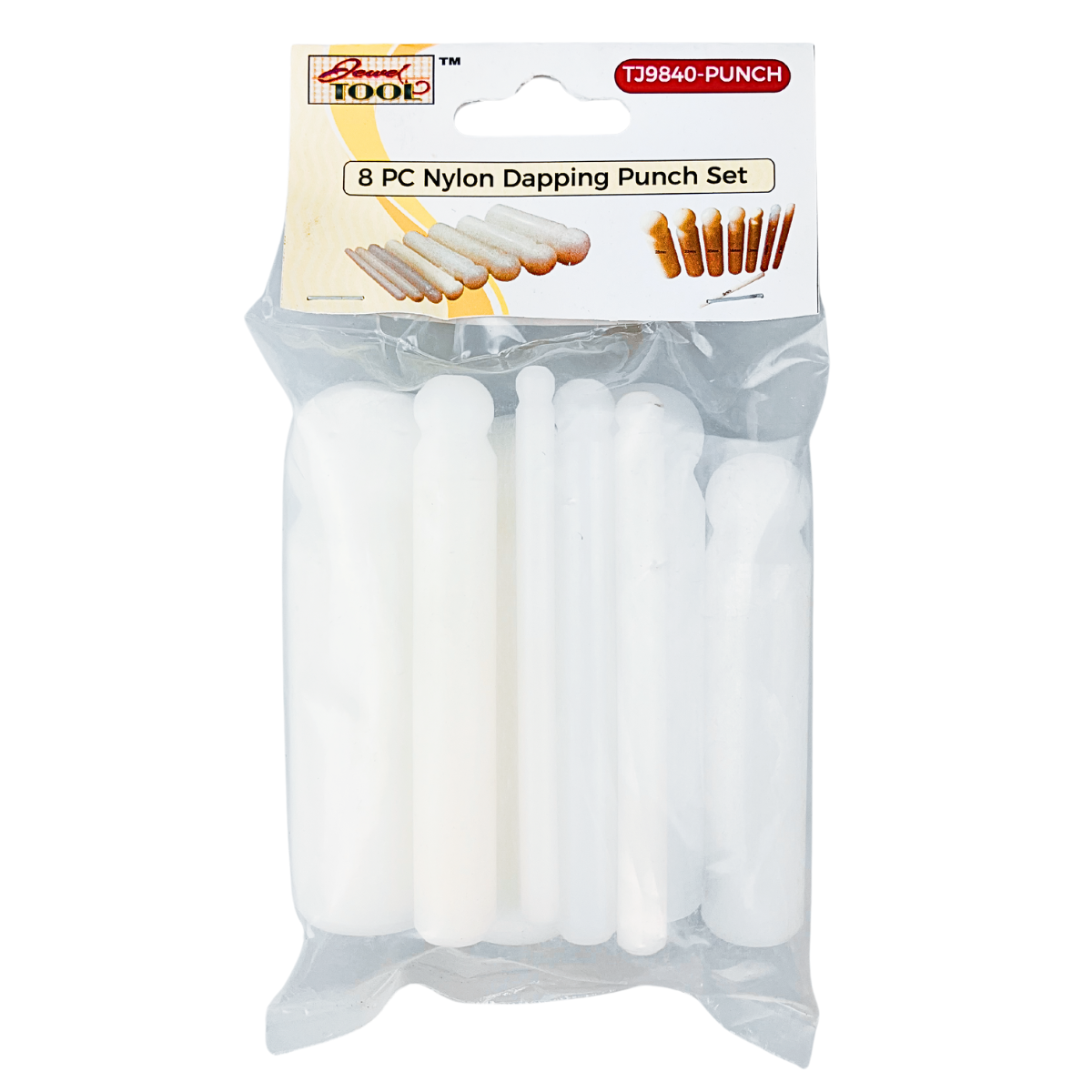 8 Pc Nylon Dapping Punch Set | Sizes 5, 8, 11, 14, 17, 19, 24, and 27mm Included | Non-Marring Nylon Composite | Great for Bending and Shaping of Soft Metal