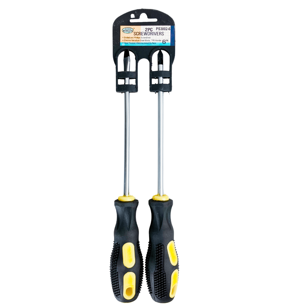 2 Pc. Screwdrivers | Slotted & Phillips | Chrome Vadium Steel Blade, TPR Handle | Magnetic