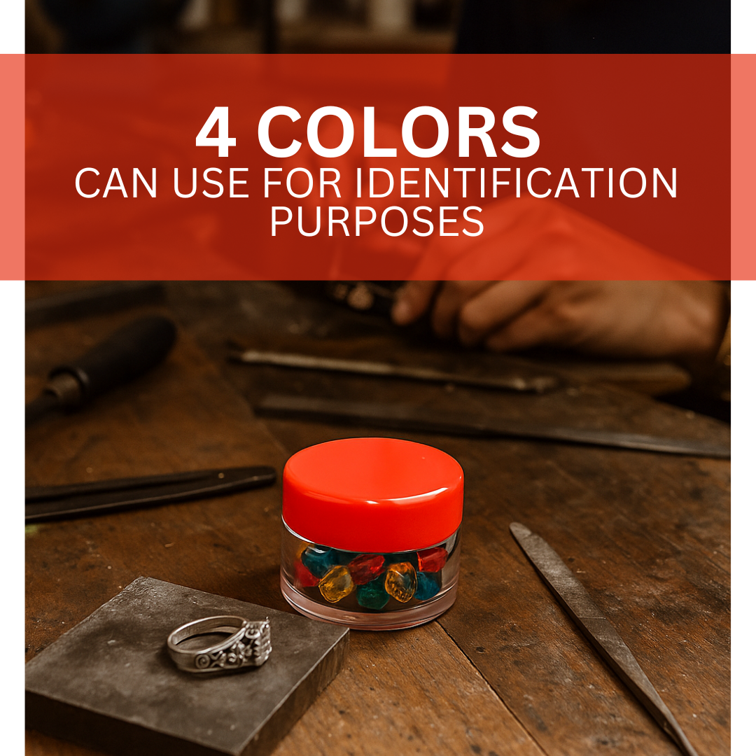 12-Pack Clear Plastic Mini Jars with Colorful Screw-On Lids – 1" x 1/2" Small Storage Containers for Beads, Gems, Crafts & Tiny Parts – Durable PP Plastic – TJ8605-COL