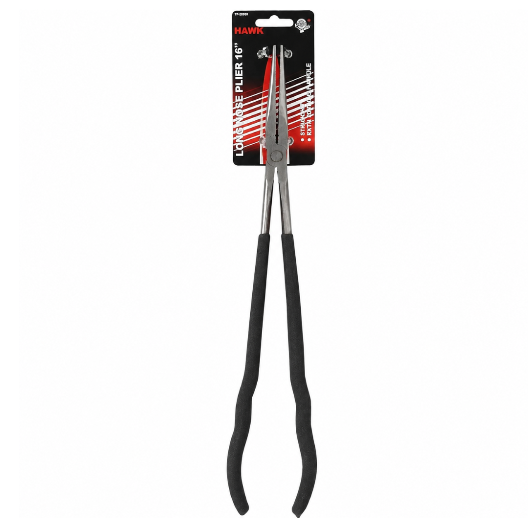 Extra-Long Nose Pliers with Straight Jaws and Orange and Black Comfort-Grip Handles for Deep, Narrow and Confined Areas