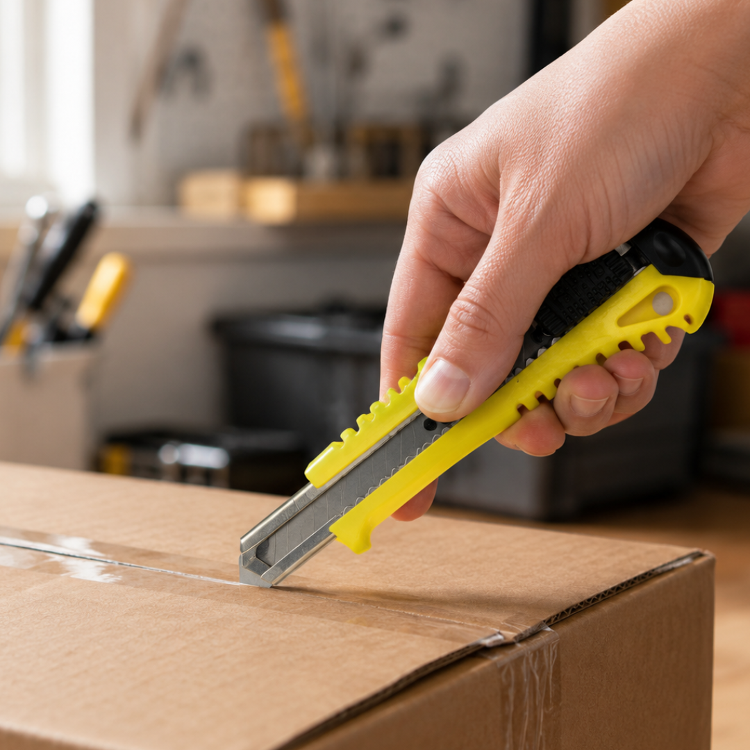 6-1/4 Inch Utility Knife with Stainless Steel Snap Blade & Yellow Plastic Handle – Pack of 4 – PK9003-YTD-Z04