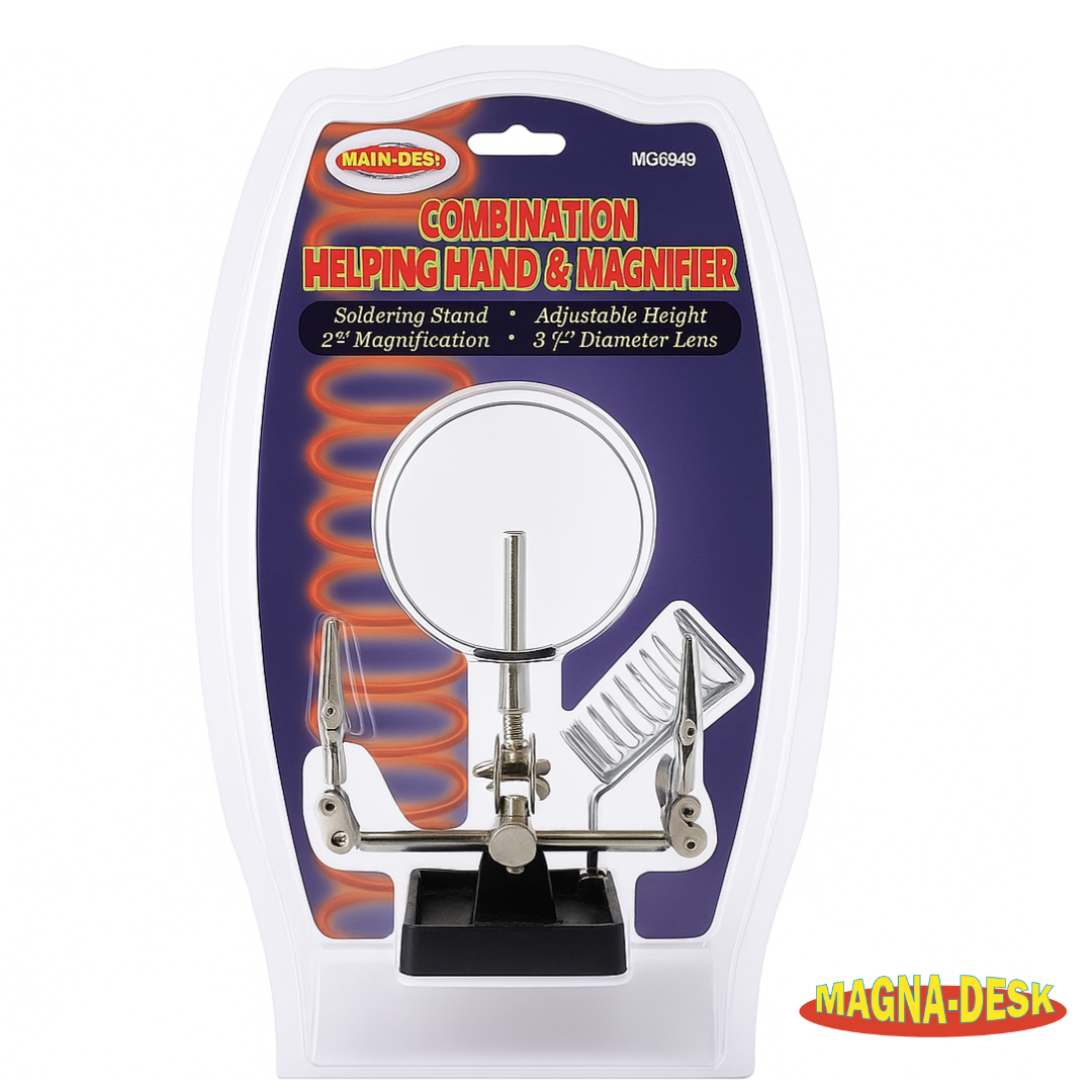 Helping Hands Soldering Station with 3.5" Magnifier – 2X Lens, Alligator Clips, Coil Holder & Heavy Base for Electronics, Jewelry & Hobby Work