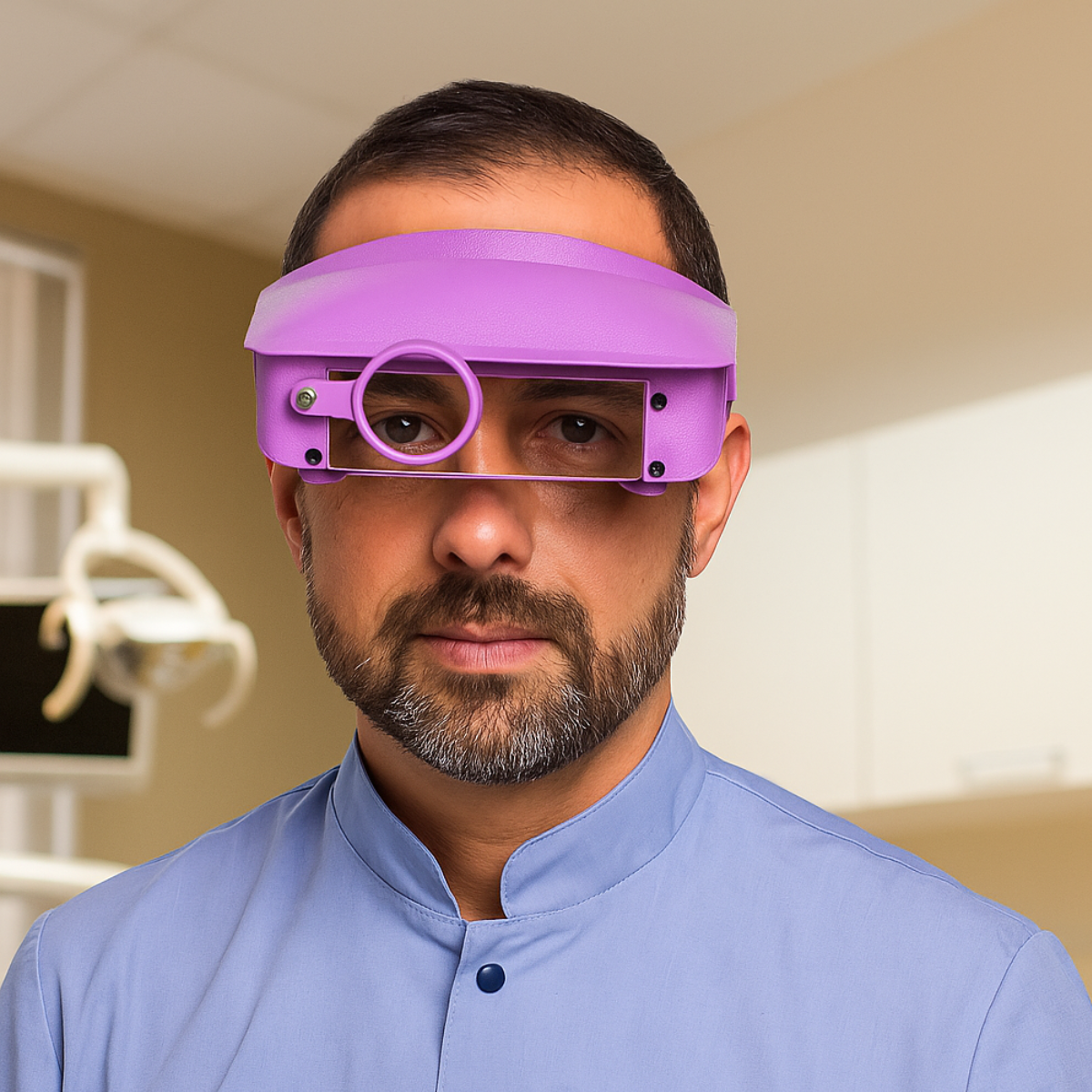 Visor-Type Head Worn Magnifier | Violet Color | 1.5x, 1.5x, 5x - MG-91211